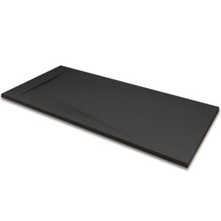 Receveur De Douche Polar 80x160 Cm Noir Effet Pierre Extra-plat Antidérapant + Bonde