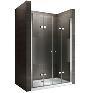 Porte De Douche H195 Largeur 80-84 Cm Verre Semi-opaque 6 Mm Porte Pliante Pivotante Emmy
