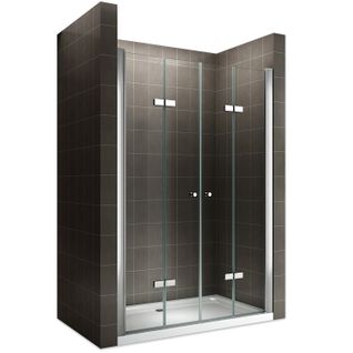 Porte De Douche H195 Largeur 124-128 Cm Verre Transparent 6 Mm Porte Pliante Pivotante Emmy