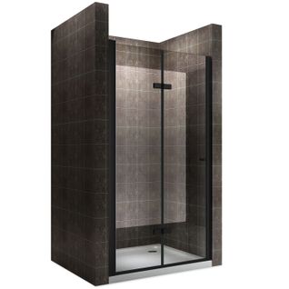 Porte De Douche H195 Noir Largeur 96-100 Cm Verre Transparent Porte Pliante Monablack