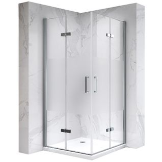 Cabine De Douche Atéa H190 75x75cm Verre Semi-opaque 2 Portes Pliantes Pivotantes (sans Receveur)