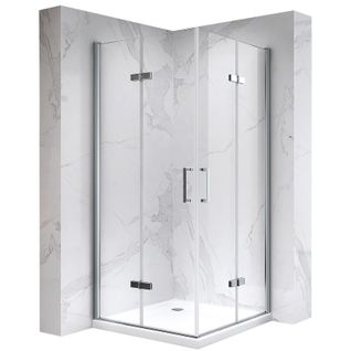 Cabine De Douche Atéa H190 100x100cm Verre Transparent 2 Portes Pliantes Pivotantes (sans Receveur)
