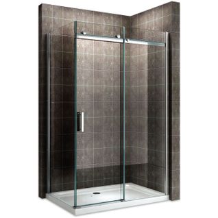 Paroi De Douche D'angle 100x150cm (porte 150) Alixa Porte Coulissante H200 Cm Verre Transparent 8 Mm