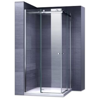 Cabine De Douche 100x100x200cm (sans Receveur) Porte Coulissante Verre 8 Mm Transparent Atemis