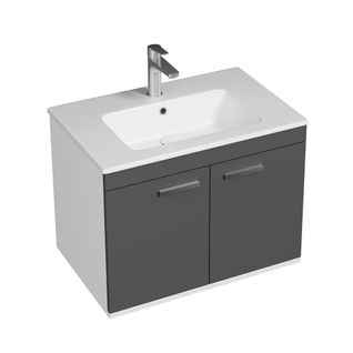 Meuble 1 Vasque Encastrée 70 Cm 2 Portes Gris Anthracite Salle De Bain - Rubite