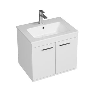 Meuble 1 Vasque Encastrée 60 Cm 2 Portes Blanc Salle De Bain - Rubite