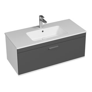 Meuble 1 Vasque Encastrée 100 Cm 1 Tiroir Gris Anthracite Salle De Bain - Rubite