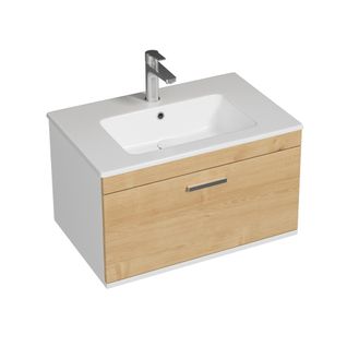 Meuble 1 Vasque Encastrée 70 Cm 1 Tiroir Chêne Clair Salle De Bain - Rubite
