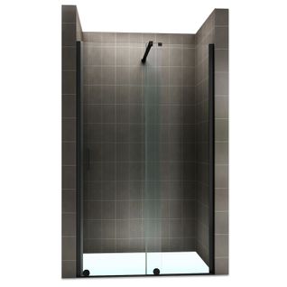 Porte De Douche H200 X 130 Cm Coulissante Noire Verre Transparent 8 Mm Napoli Black