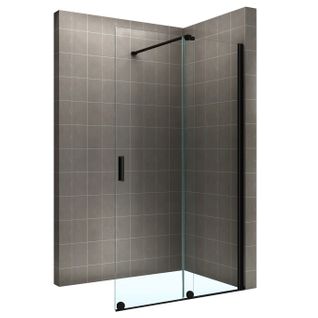 Paroi De Douche Italienne Noir 130 X 200 Cm Coulissante Verre 8 Mm Transparent Napoliblack