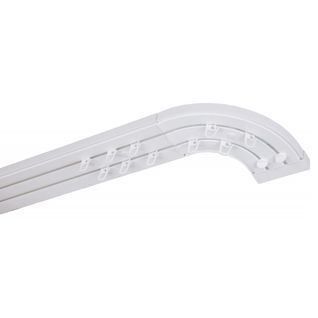 Simi Rail De Plafond Tringle En Pvc Pour Rideaux à Crochets    Blanc   Double Rail Courbé 300 Cm