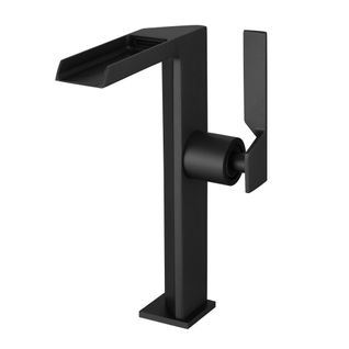 Robinet Mitigeur Haut Avec Bec Cascade Ouvert Cezio XL Chrome Noir Mat