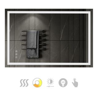 Miroir Lumineux LED Cimeo 90 X 120 Cm Antibuée + Intensité Et Couleur Réglables Salle De Bain