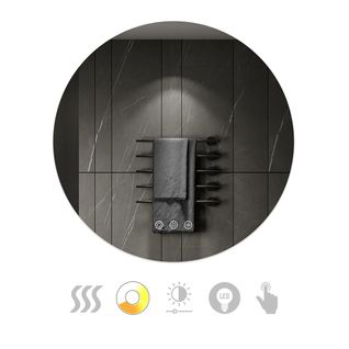 Miroir LED Lumineux Rond Vekio Ø80cm Tactile Antibuée, Intensité Et Couleur Réglables Salle De Bain