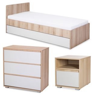 Dalia Chambre Enfant Adolescent Avec Lit, Chevet, Commode Hêtre