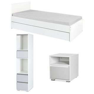 Dalia Chambre Enfant Adolescent Avec Lit, Chevet, Etagère Blanc