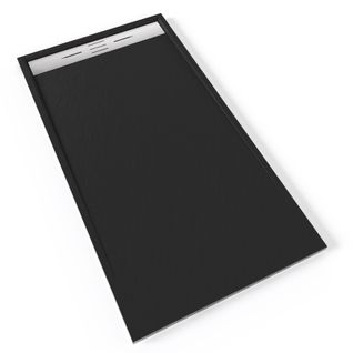 Receveur De Douche Hiemal Inox 90 X 170 Cm Résine Noir Aspect Ardoise + Bonde Inox Incluse