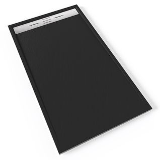 Receveur De Douche Hiemal Inox 90 X 160 Cm Résine Noir Aspect Ardoise + Bonde Inox Incluse