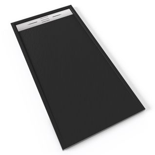 Receveur De Douche Hiemal Inox 80 X 160 Cm Résine Noir Aspect Ardoise + Bonde Inox Incluse