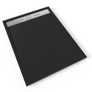 Receveur De Douche Hiemal Inox 90 X 120 Cm Résine Noir Aspect Ardoise + Bonde Inox Incluse