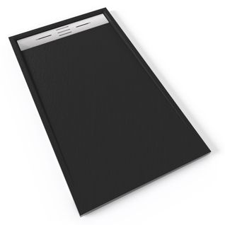 Receveur De Douche Hiemal Inox 80 X 140 Cm Résine Noir Aspect Ardoise + Bonde Inox Incluse