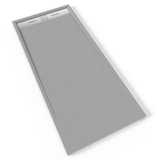 Receveur De Douche Hiemal Inox 80 X 180 Cm Résine Gris Aspect Ardoise + Bonde Inox Incluse