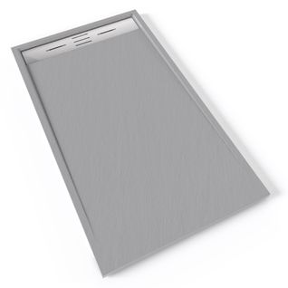 Receveur De Douche Hiemal Inox 80 X 140 Cm Résine Gris Aspect Ardoise + Bonde Inox Incluse