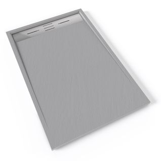 Receveur De Douche Hiemal Inox 80 X 120 Cm Résine Gris Aspect Ardoise + Bonde Inox Incluse