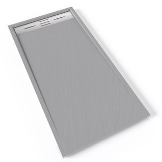 Receveur De Douche Hiemal Inox 70 X 140 Cm Résine Gris Aspect Ardoise + Bonde Inox Incluse