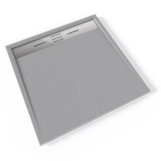 Receveur De Douche Hiemal Inox 90 X 90 Cm Résine Gris Aspect Ardoise + Bonde Inox Incluse