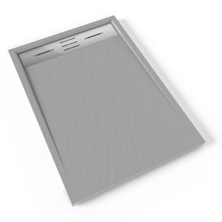 Receveur De Douche Hiemal Inox 70 X 100 Cm Résine Gris Aspect Ardoise + Bonde Inox Incluse
