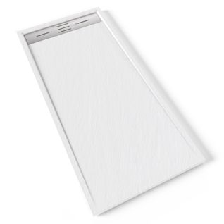 Receveur De Douche Hiemal Inox 70 X 150 Cm Résine Blanc Aspect Ardoise + Bonde Inox Incluse