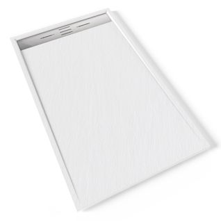 Receveur De Douche Hiemal Inox 90 X 150 Cm Résine Blanc Aspect Ardoise + Bonde Inox Incluse
