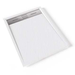 Receveur De Douche Hiemal Inox 70 X 90 Cm Résine Blanc Aspect Ardoise + Bonde Inox Incluse