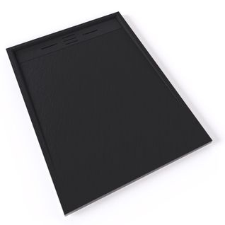 Receveur De Douche Hiemal 90 X 120 Cm Résine Noir Aspect Ardoise + Bonde Incluse
