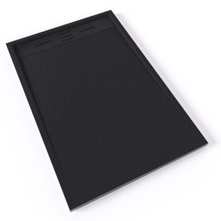 Receveur De Douche Hiemal 80 X 120 Cm Résine Noir Aspect Ardoise + Bonde Incluse