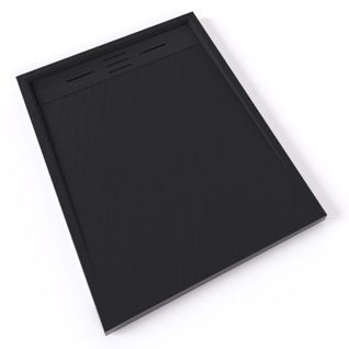 Receveur De Douche Hiemal 70 X 100 Cm Résine Noir Aspect Ardoise + Bonde Incluse