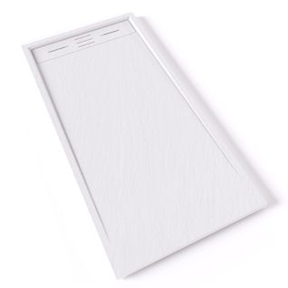Receveur De Douche Hiemal 70 X 140 Cm Résine Blanc Aspect Ardoise + Bonde Incluse
