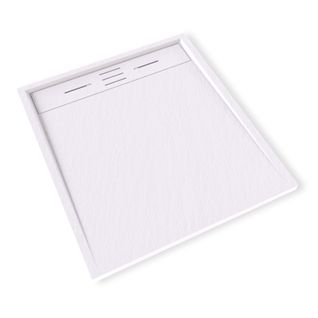 Receveur De Douche Hiemal 80 X 90 Cm Résine Blanc Aspect Ardoise + Bonde Incluse