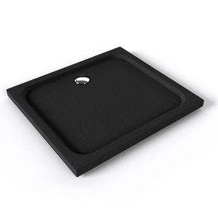 Receveur De Douche Shimmer Stone 80 X 90 Cm Acrylique Noir Effet Pierre + Bonde Et Siphon Inclus