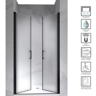 Porte De Douche H195 X L.92-95 Cm Verre Opaque - Kaya-black