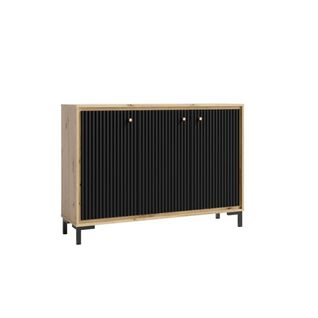 Parii Buffet 3 Portes 130x92 Cm En Bois Design Contemporain    Noir Mat