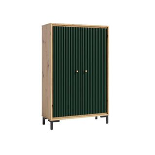 Parii Armoire 2 Portes 3 Étages 89x140 Cm En Bois Design Contemporain    Vert Bouteille