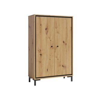 Parii Armoire 2 Portes 3 Étages 89x140 Cm En Bois Design Contemporain    Bois Naturel