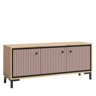 Parii Meuble TV 3 Portes 130x56 Cm En Bois Design Contemporain    Rose Antique
