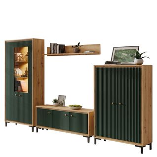 Parii Ensemble De Meubles De Salon Vitrine Armoire Meuble TV Étagère Contemporain Vert Bouteille