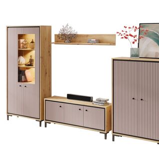 Parii Ensemble De Meubles De Salon Vitrine Armoire Meuble TV Étagère Contemporain Rose Antique