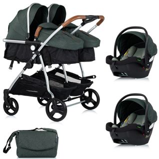 Duo Smart Poussette Jumeaux Ou Enfants Rapprochés Largeur 79 Cm    Vert   + 2 Cosy I-size Vert