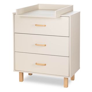 Laura Commode Bébé En Bois De Hêtre 3 Tiroirs    Champagne   Avec Plan à Langer Amovible