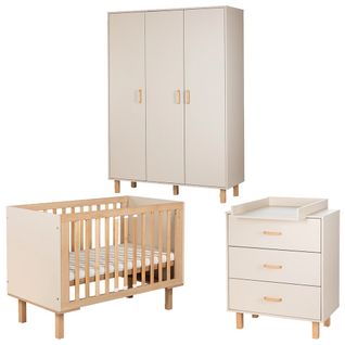 Laura Chambre Bébé Armoire Commode Et Lit Évolutif 120x60    Champagne   + Plan à Langer Commode